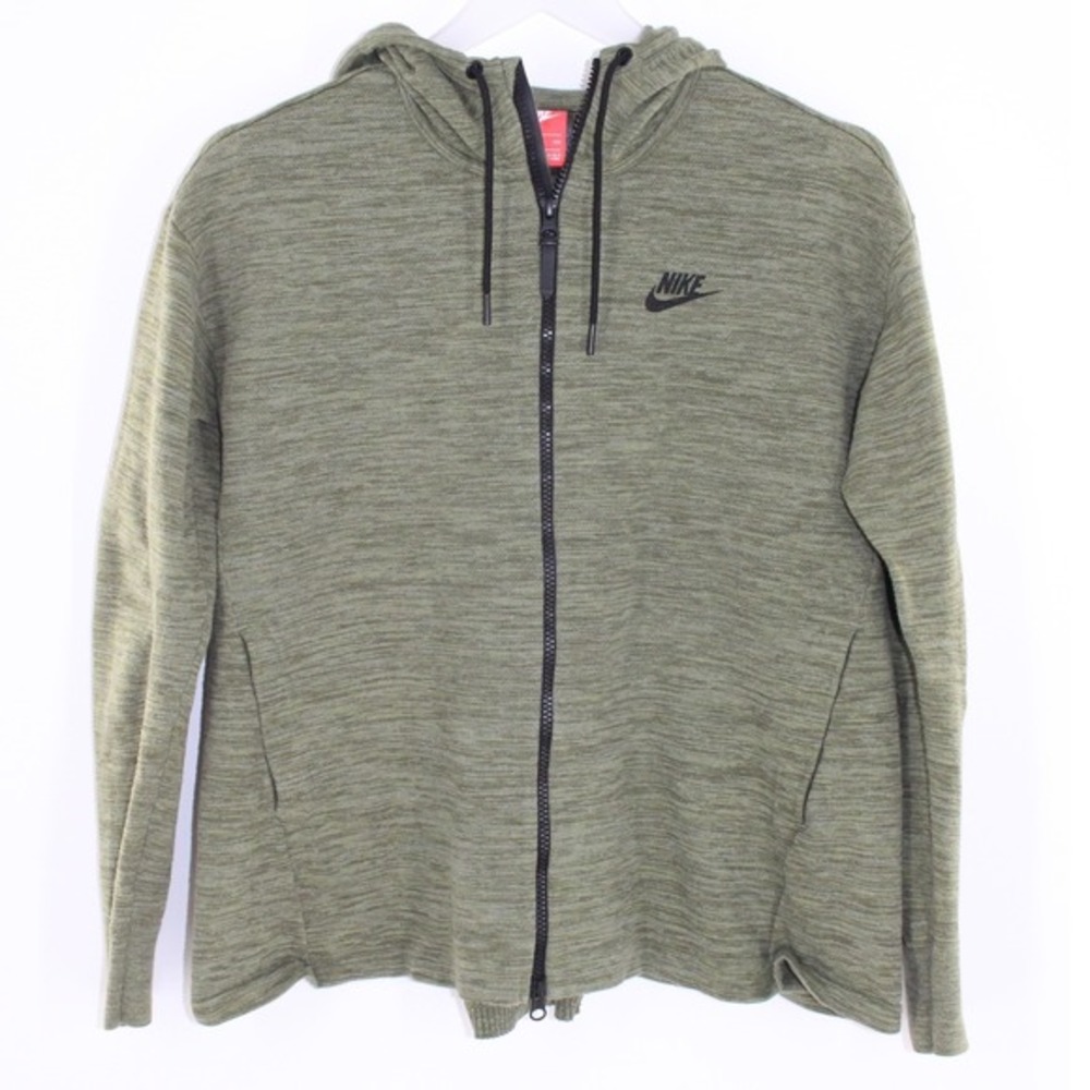 Nike Sportswear‎ Full Zip Hoodie Split Back Heathered Olive Green Small